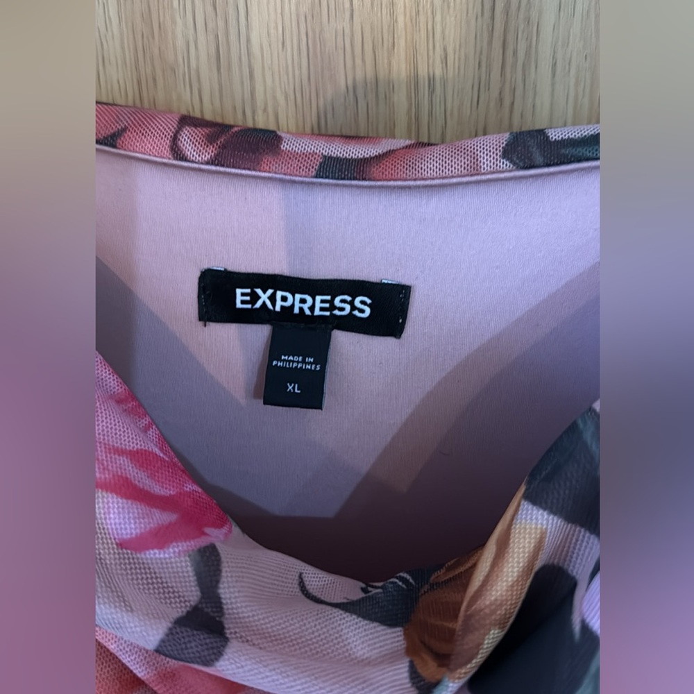 Express Pink Floral Asymmetrical Dress - Picture 11 of 11